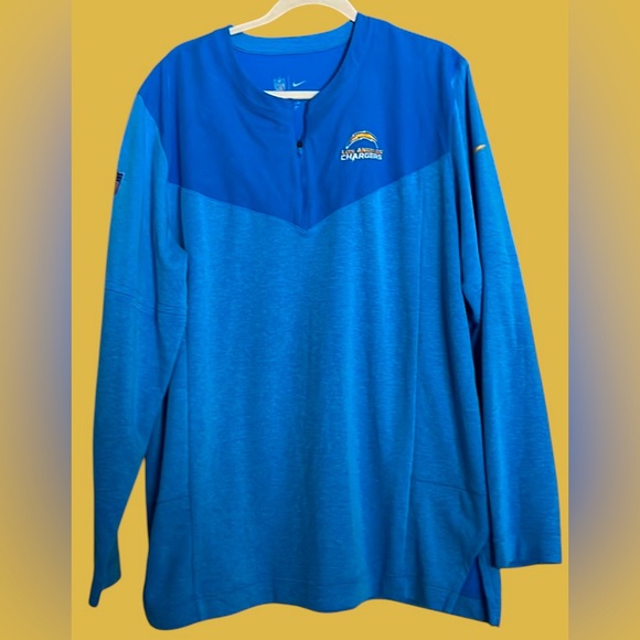 NIKE NFL Mens Los Angeles Chargers 1/4 Zip Pullover On Field Shirt, Sz XL, EUC. - Picture 1 of 11